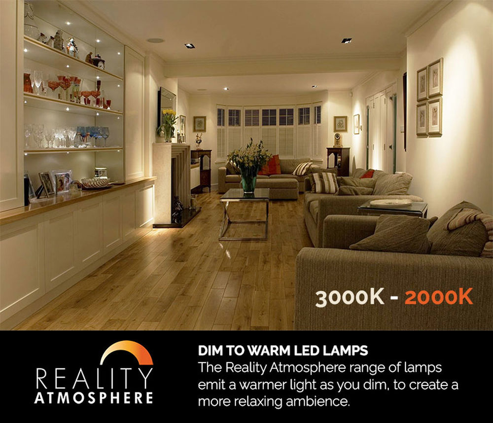 Reality Atmosphere Dim to Warm AR70 LED 8W 480lm Dimmable Lamp 35° 3000K - 2000K Warm White in use
