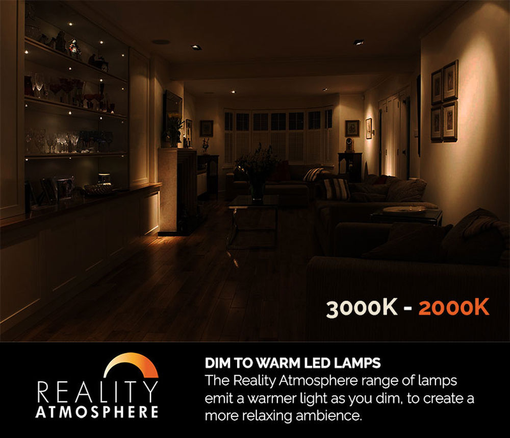 Reality Atmosphere Dim to Warm AR70 LED 8W 480lm Dimmable Lamp 35° 3000K - 2000K Warm White in use